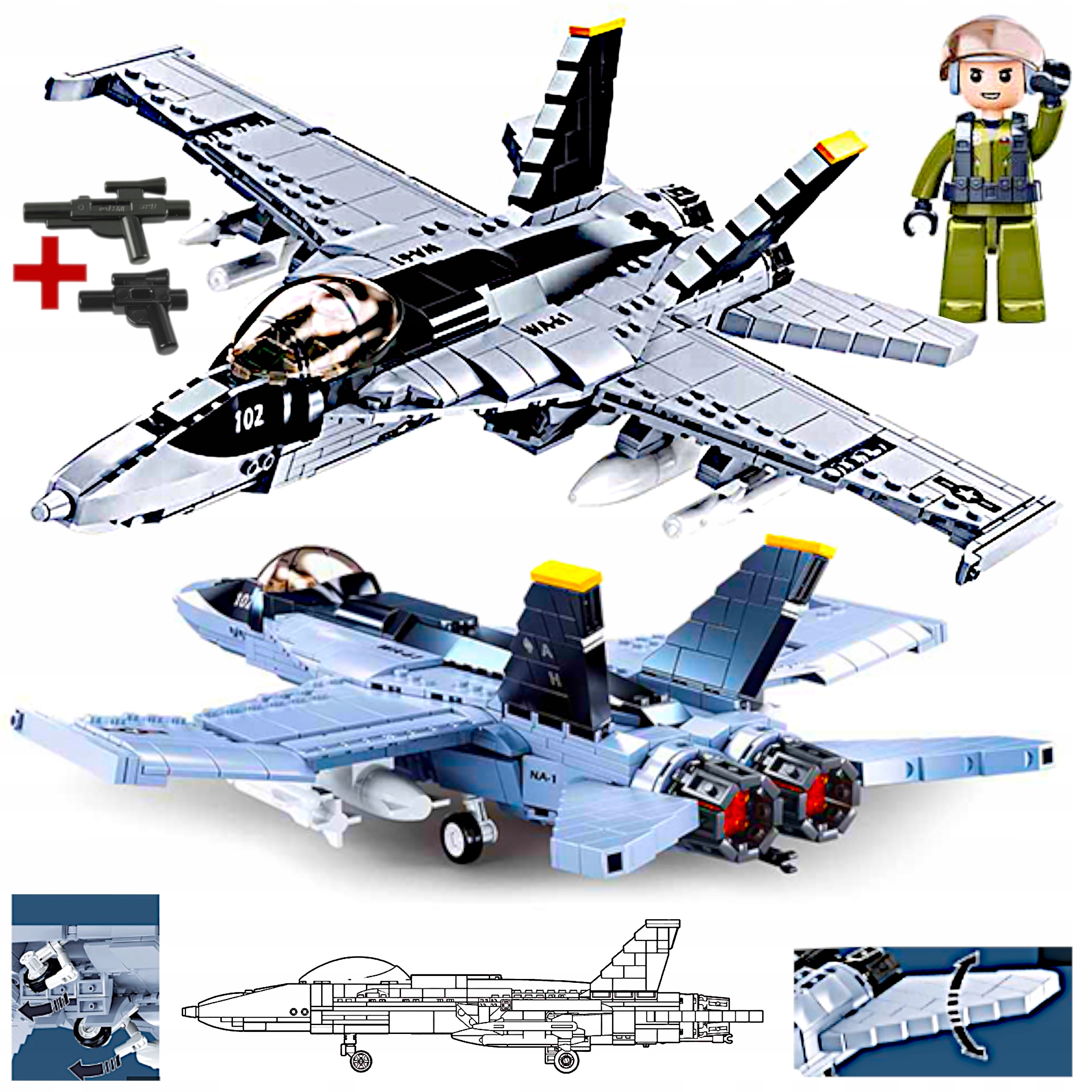 Stavebnice Stíhačka F/A-18E Hornet Top Gun Maverick Motor Pilot Lego