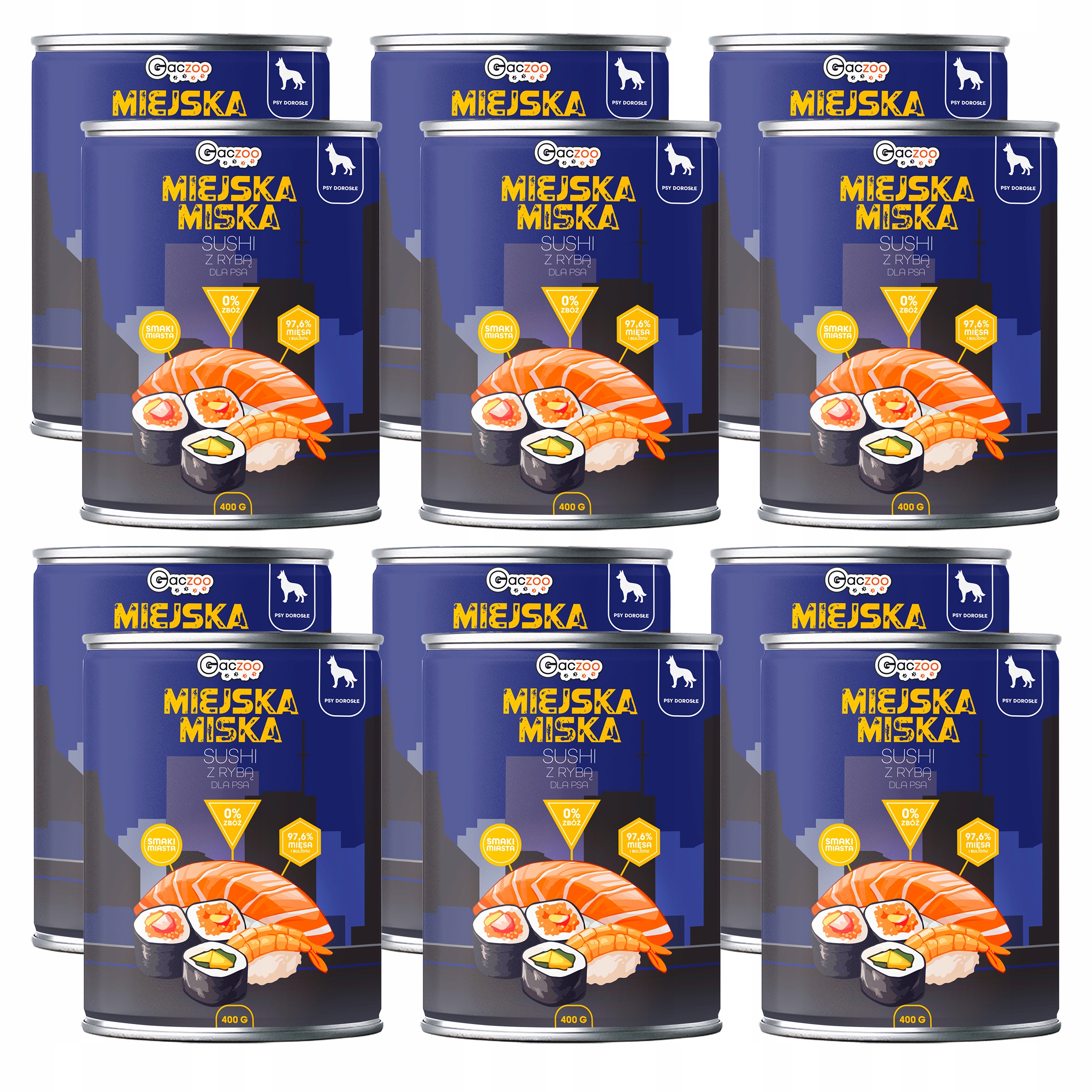 Levně Gaczoo Městská miska bezobilná krmivo pro psy Sushi s rybou 12 x 400 g