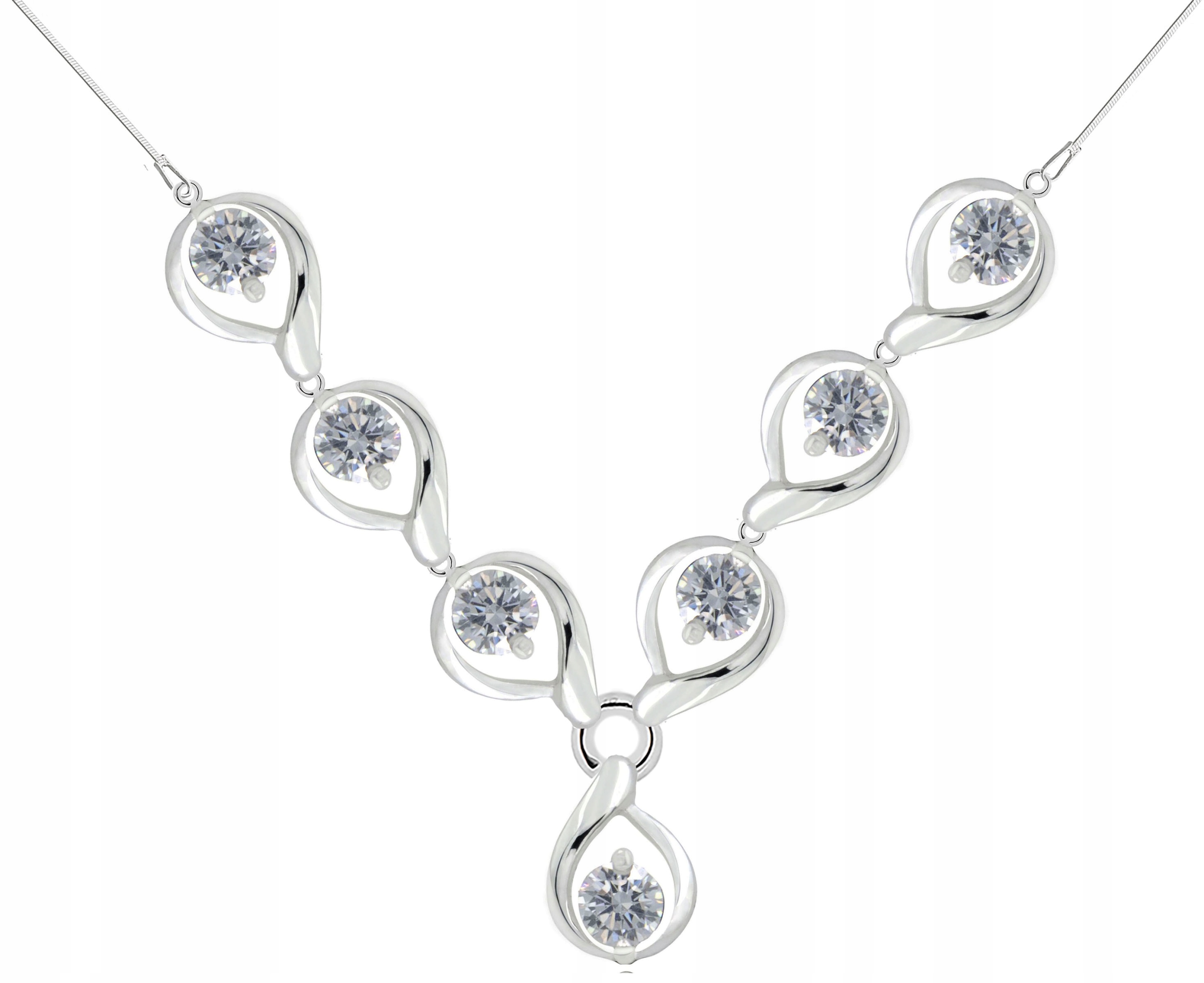 

Naszyjnik Srebrny Z Cyrkoniami Bal ŚLUB.Pr.925