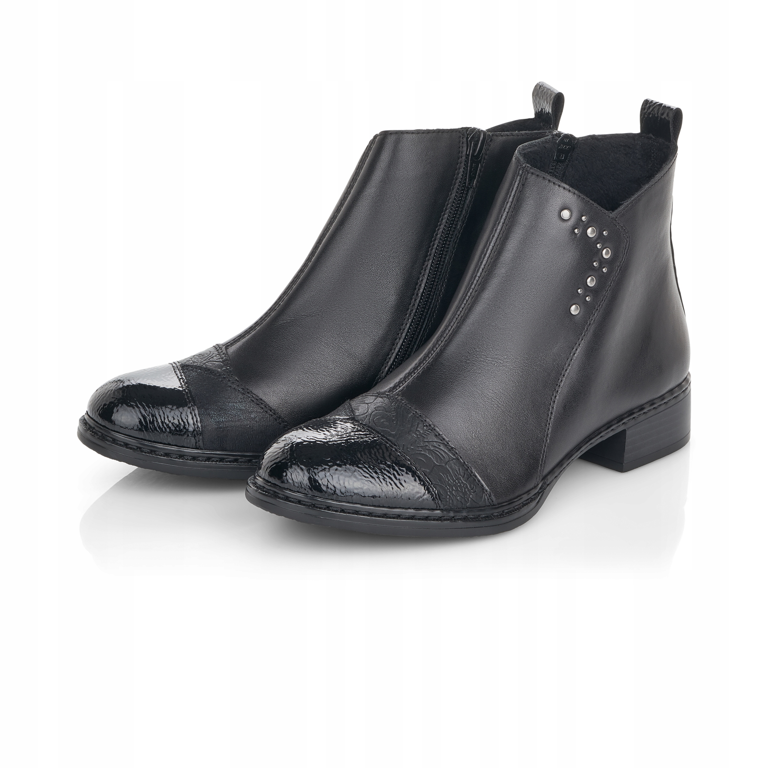 

Rieker buty, botki skórzane damskie czarne 73477