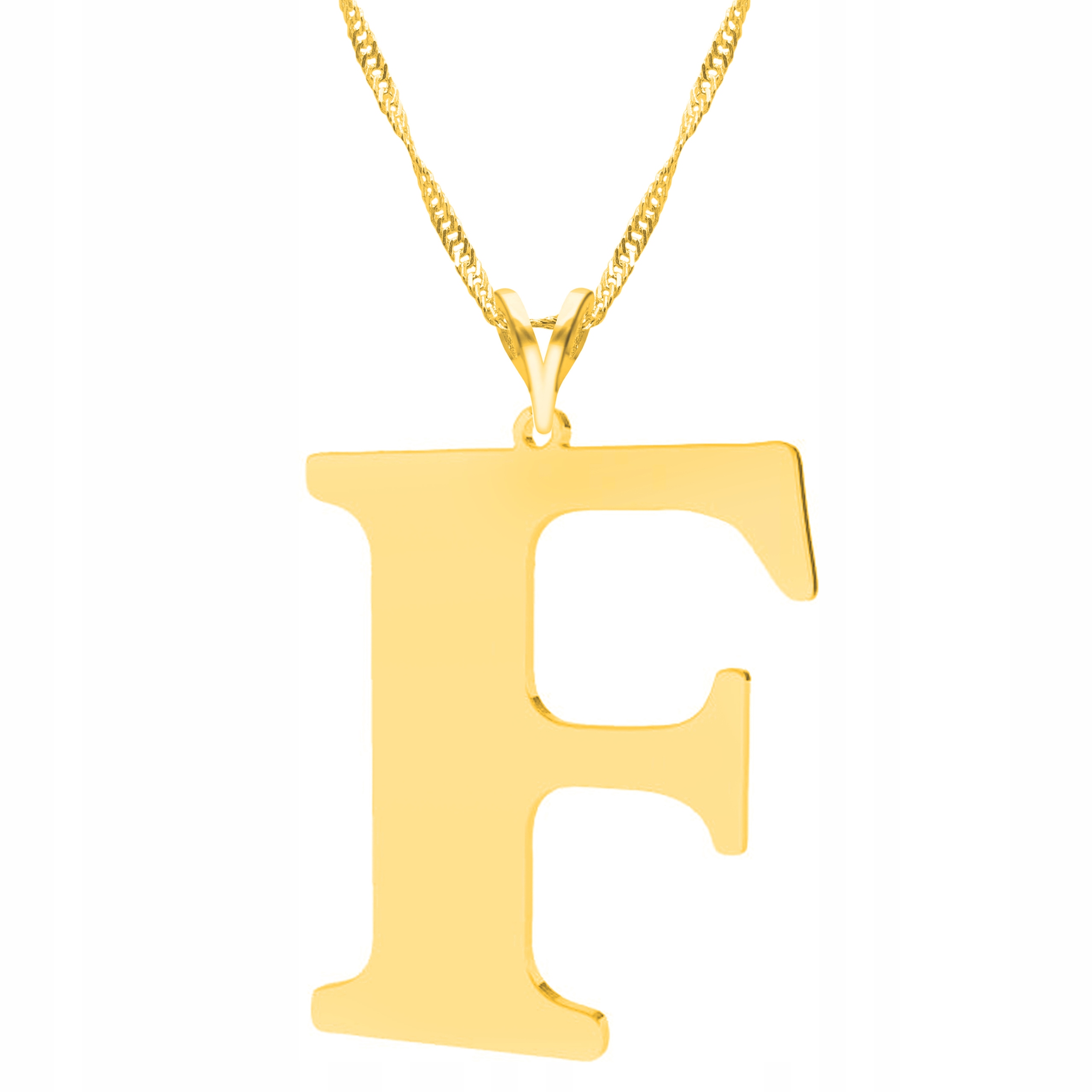 Řetízek zlatý náhrdelník 925 s velkým písmenem F