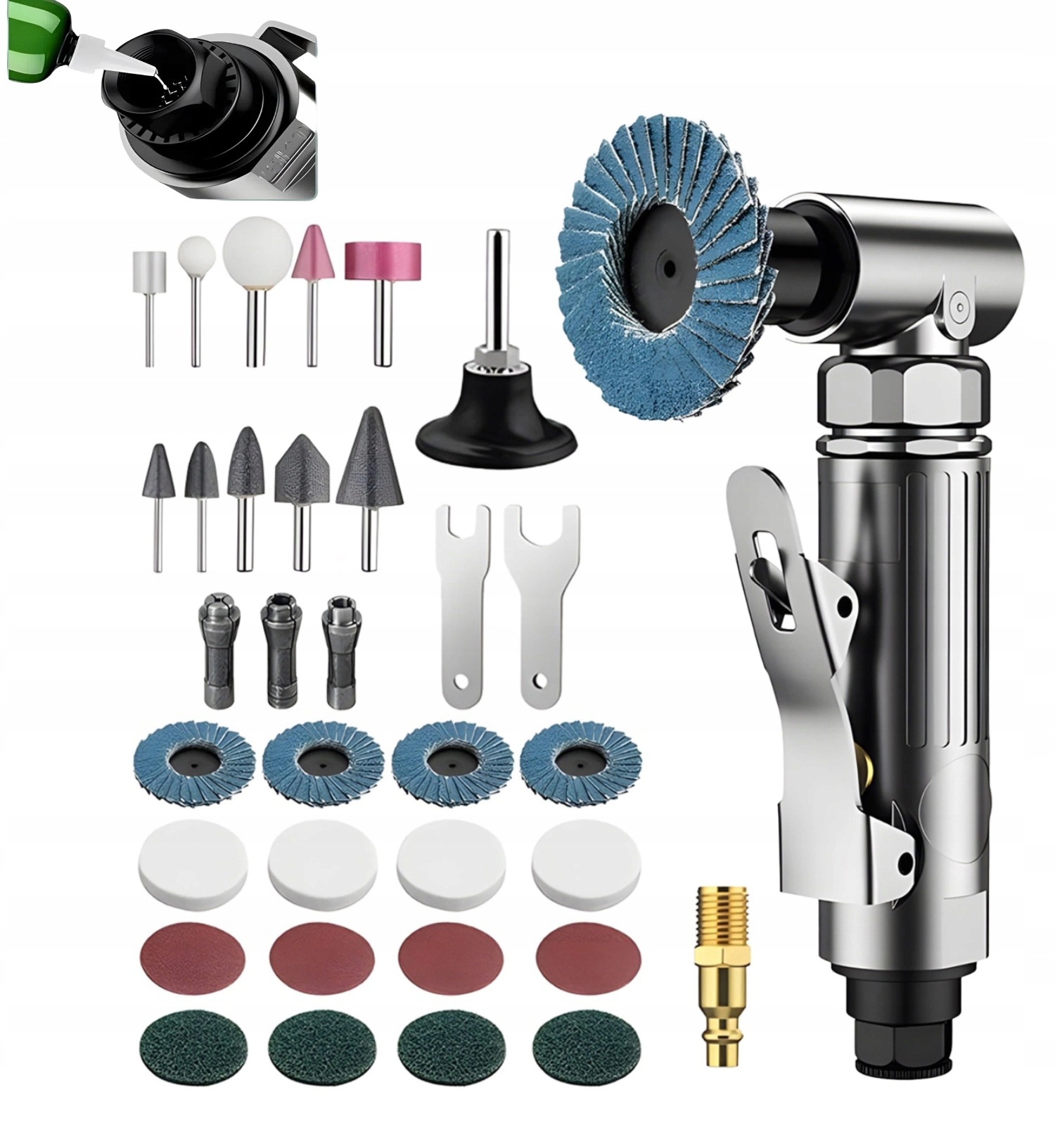 Pneumatická Bruska 1/4'' Úhlová Stopková 20000 Ot/min, 90° Bruska