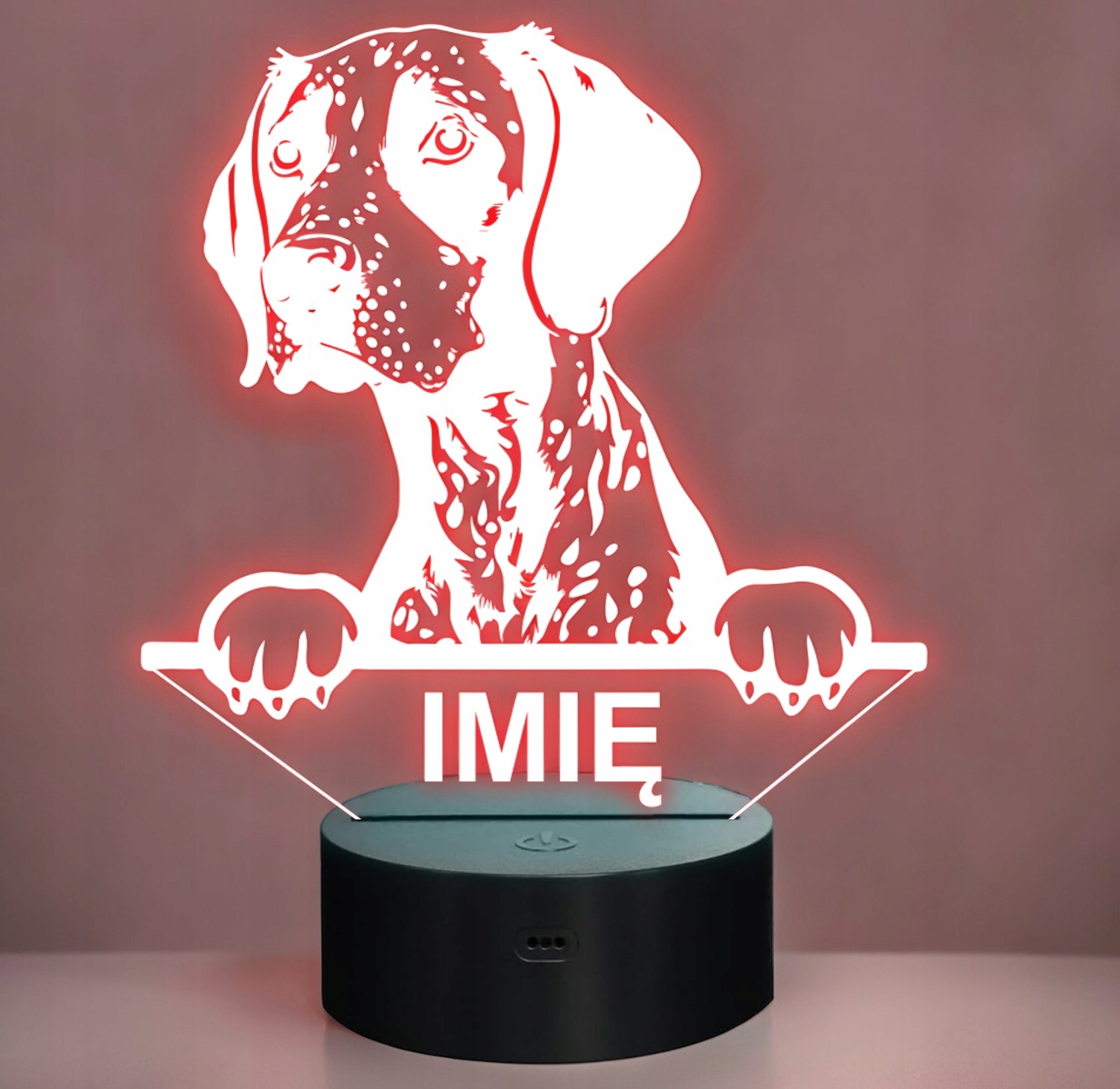 Lampka Nocna LED Wyżeł niemiecki Rasa Psa z Imieniem na Prezent v.1 Kod producenta LNL00184