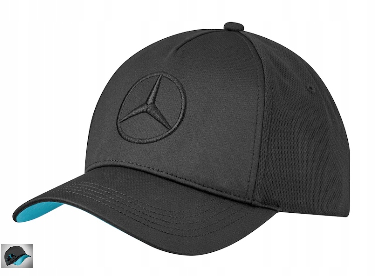 CZAPKA Z DASZKIEM MERCEDES-BENZ CZARNO-TURKUSOWA B66959621