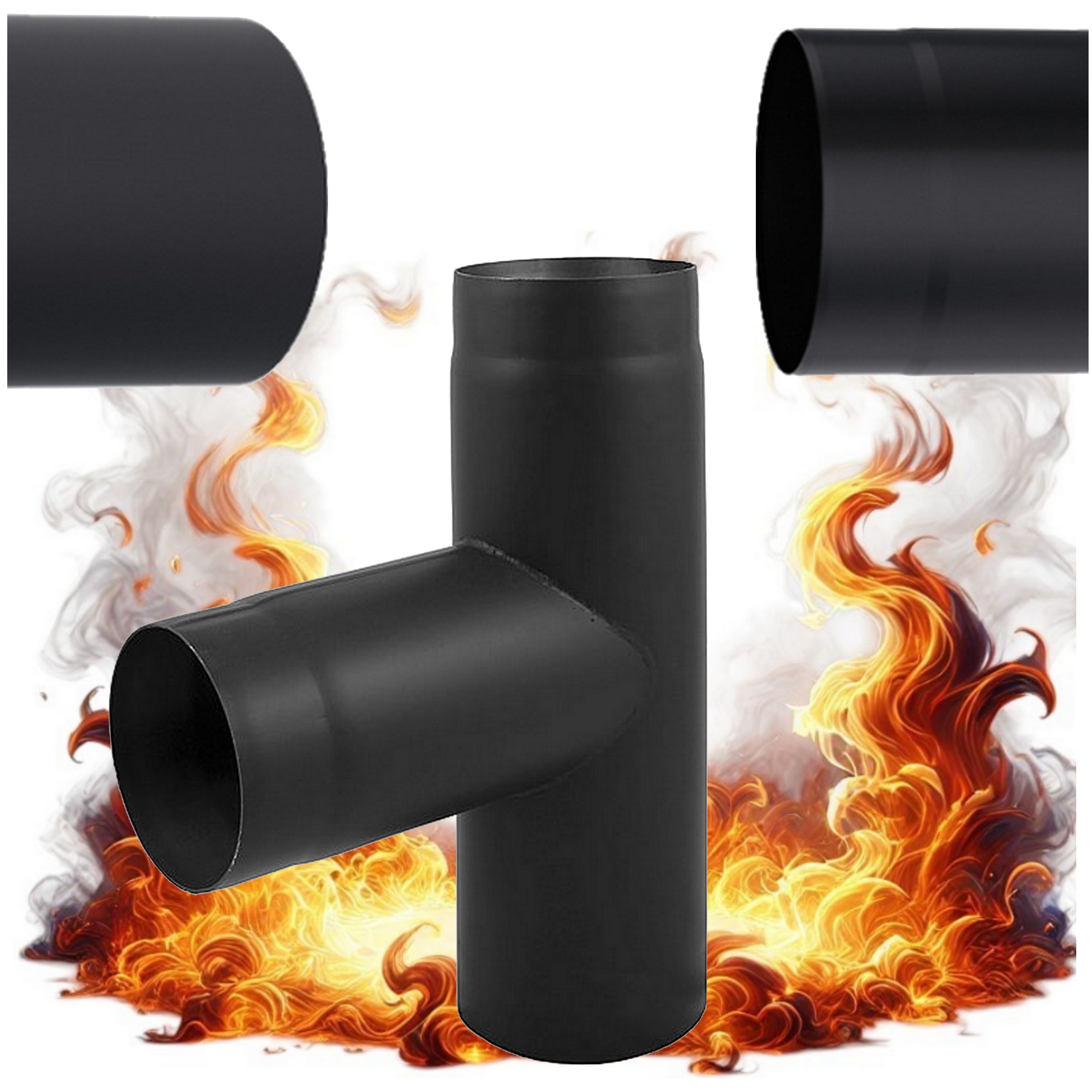 T-rozdělovač 90 Stupňů Fi 160 Černý Komínový Pro Kamna Krbová Spalinový