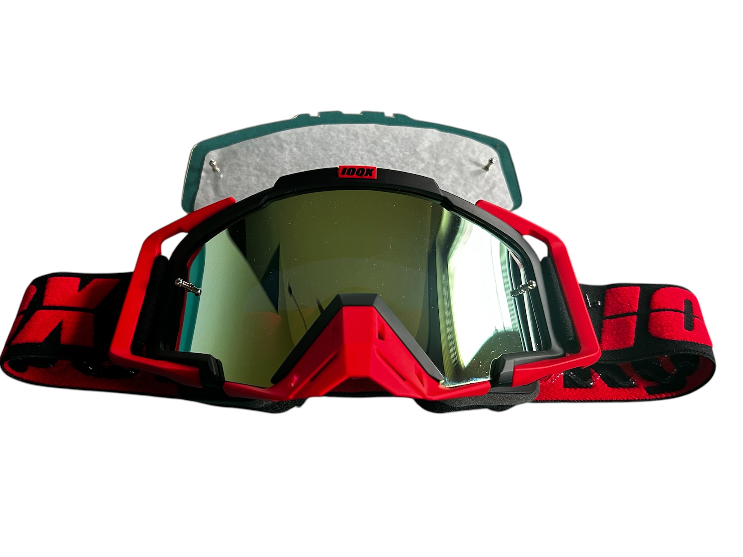 Gogle 10QX Revo Cross Quad Atv Lustrzanka Czerwone Szybka przeźroczysta