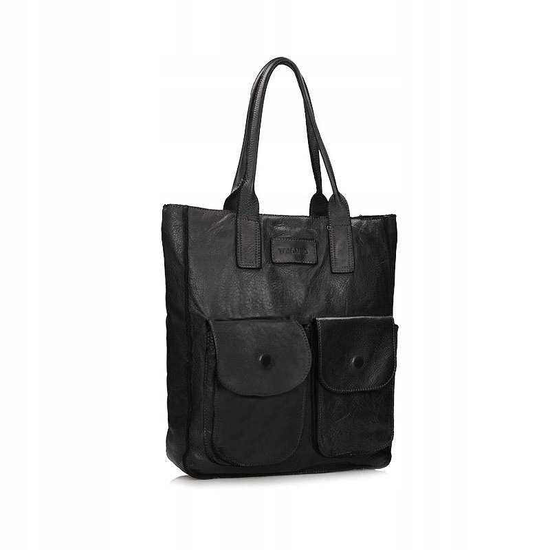 Dámská kabelka Toscanio Shopper C76 černá, kožená, pojme formát A4