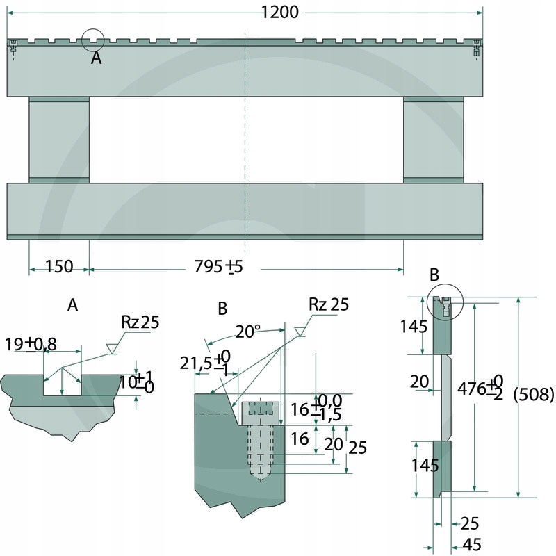 Płyta podstawowa wideł 1200mm, 3500kg, RAL 9005 Numer katalogowy części 778755160