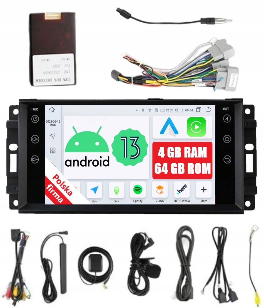 Rádio 2DIN Navigace Chrysler Aspen Town&country 4/64 Gb Dsp Lte Carplay