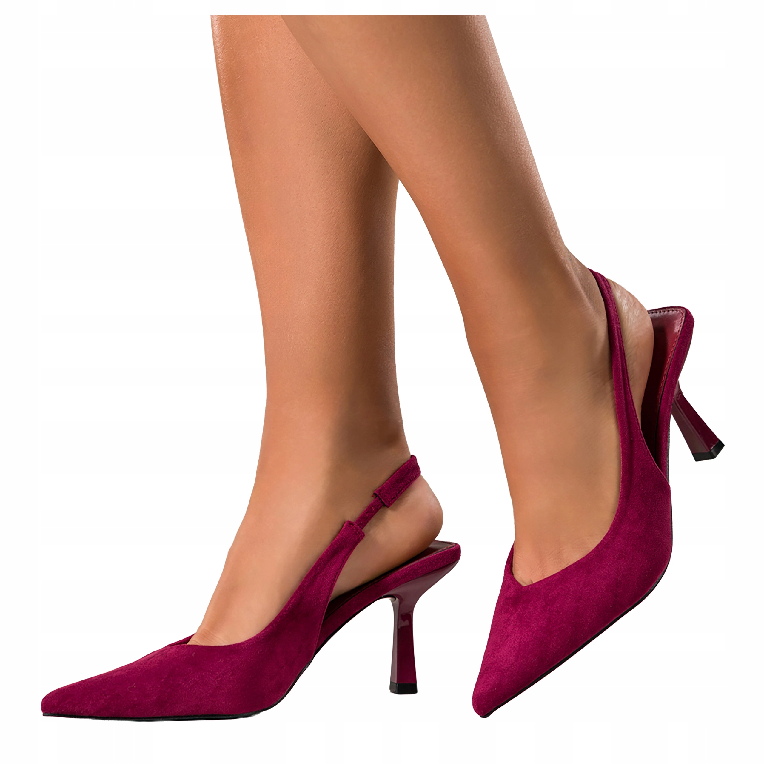 Lodičky Bordové Dámské Lodičky Odhalená pata Na Podpatku Semišové r 39