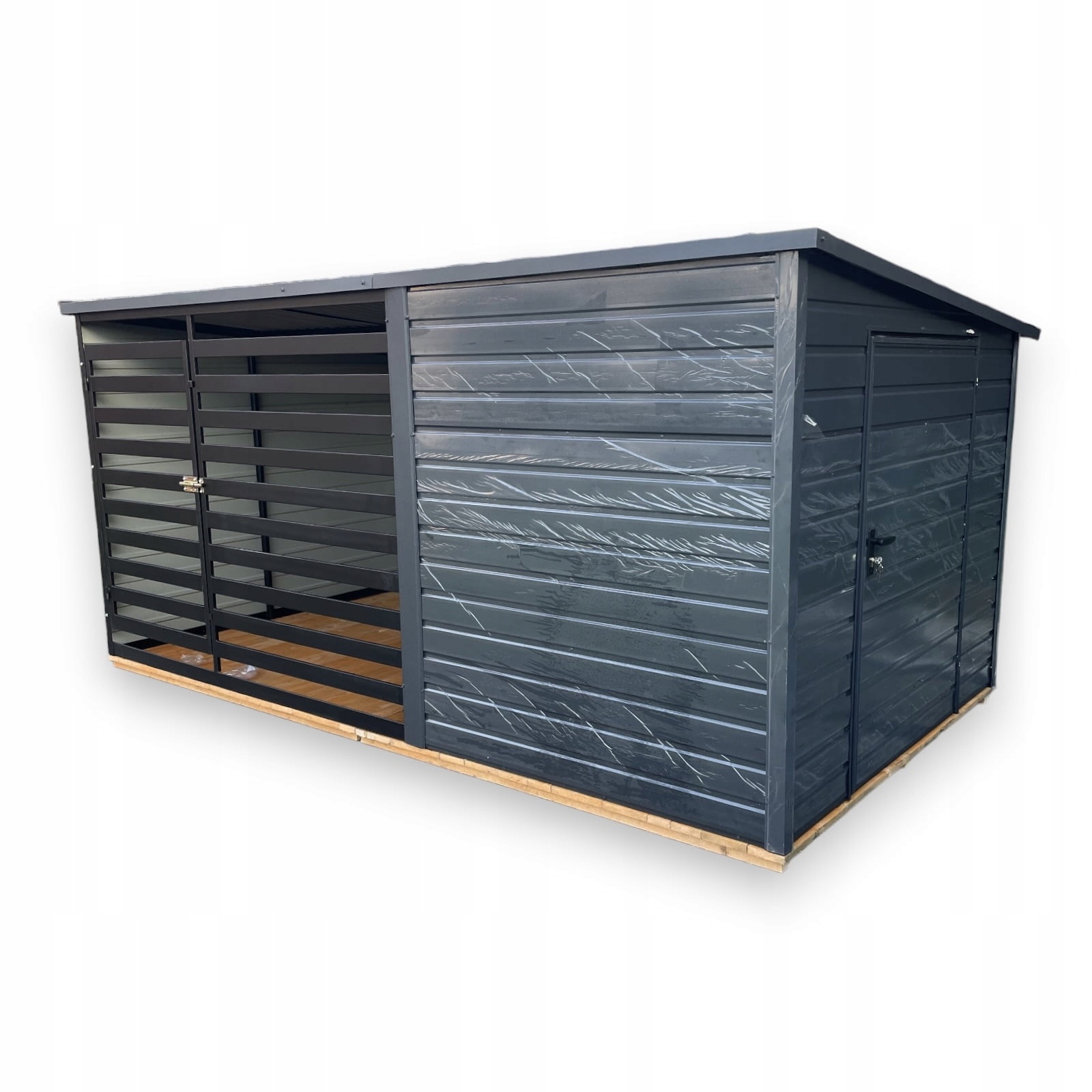 Levně Kotec box pro psa s úložným prostorem 5x2.5 m grafit bezpečná, solidní provedení