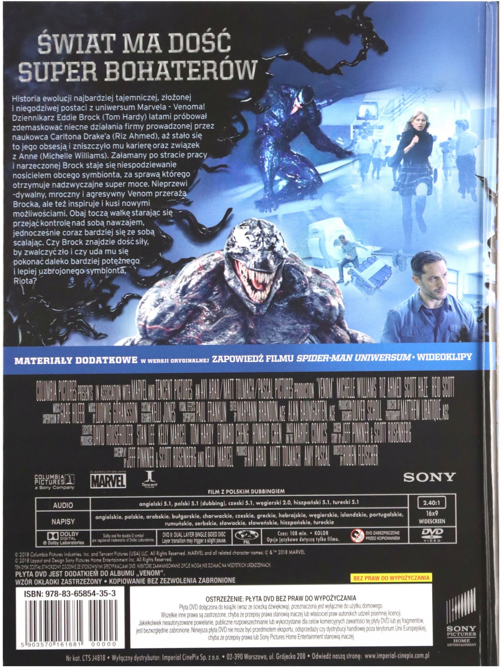 VENOM [Tom HARDY] [DVD] Stan opakowania oryginalne