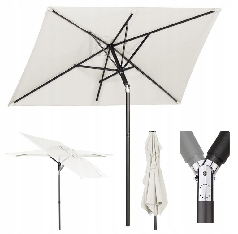 Parasol Ogrodowy Balkonowy Taras Sekey Prostokąt 130 X 180 CM Kremowy