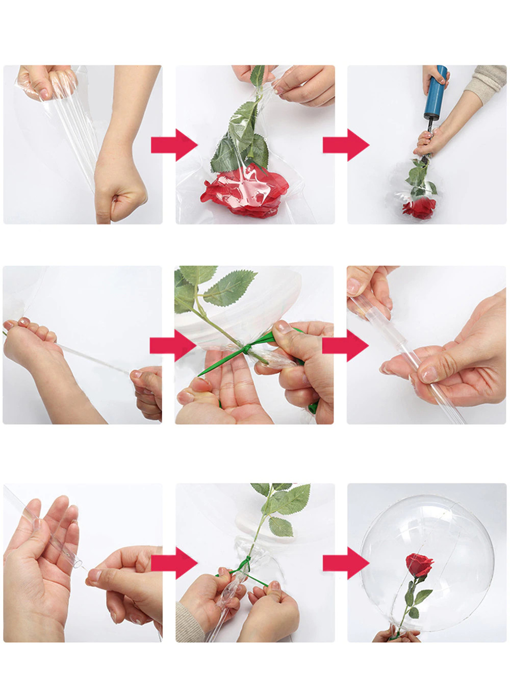 BALON Z RÓŻĄ W ŚRODKU Z PODŚWIETLENIEM LED PREZENT DEKORACJA Liczba sztuk w ofercie 1