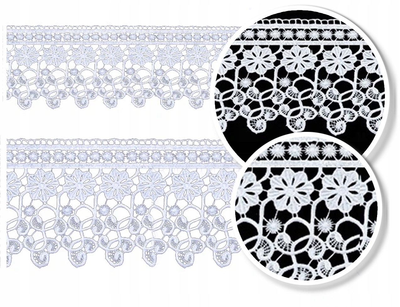 Guipure Krajka Motek KRAJKA/13 M Bílá Šedá