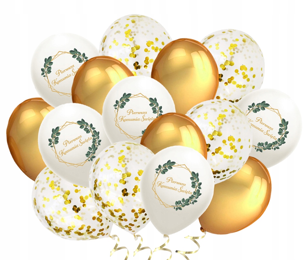 Zestaw Komunijny KOMUNIA Święta Balony Bieżnik Organaza Serwetki Boho IHS Marka PartyPro