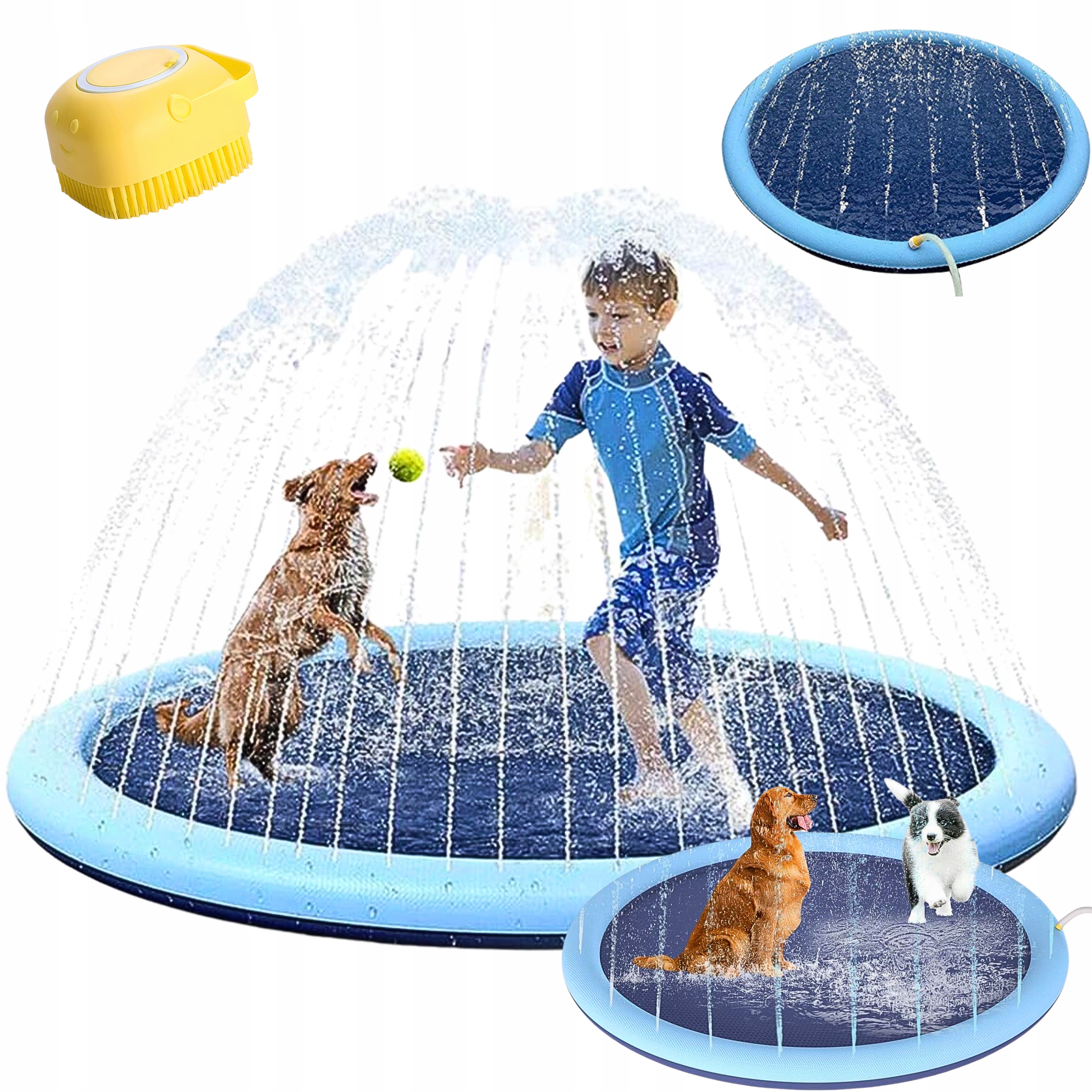 Levně Vodní Podložka Zavlažovač Fontána Na Léto Pro Psy 100 CM Kartáčová Myčka