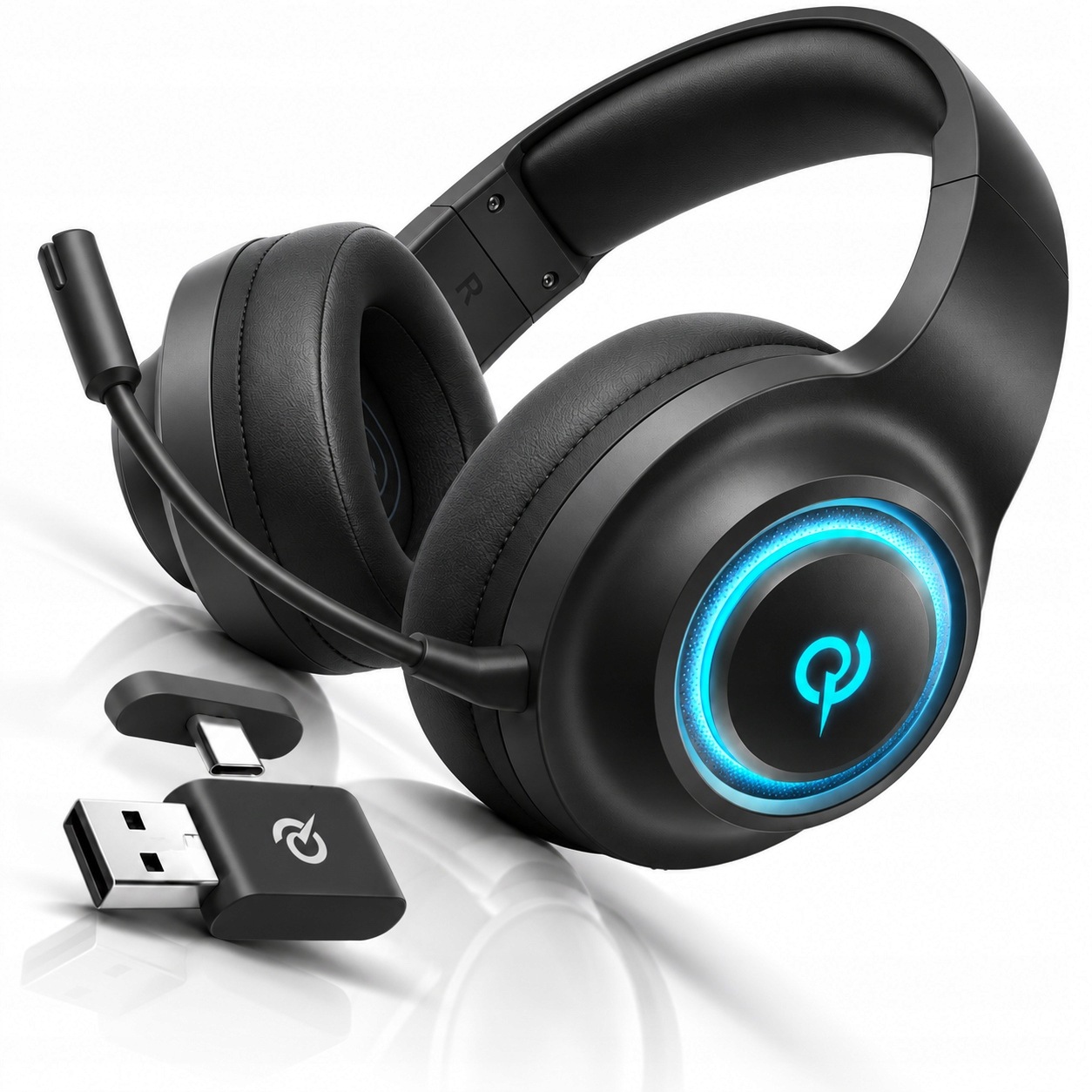 Sluchátka Bezdrátová Qcy Heroad V200 Tri-Mode Rgb Usb-c černá