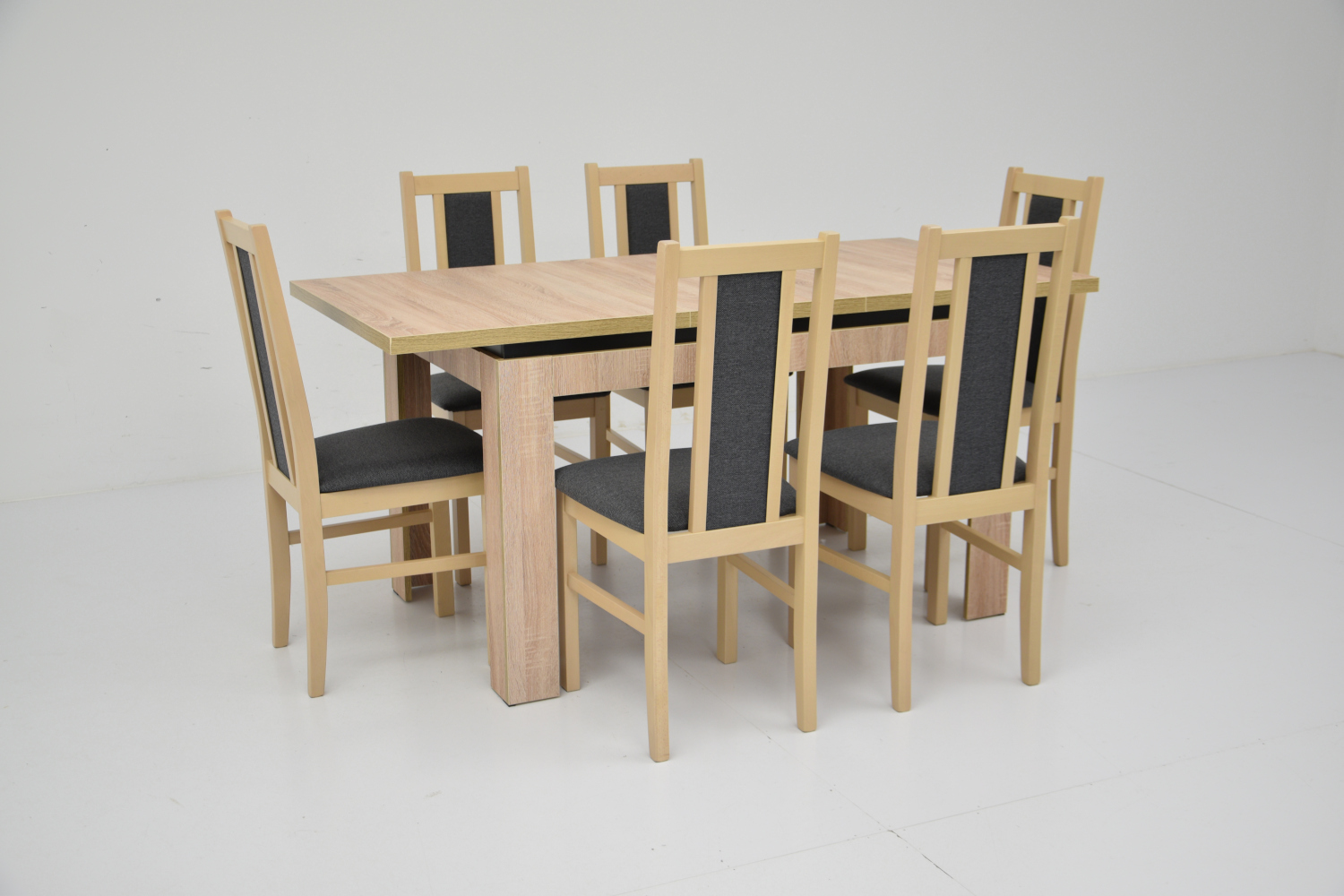 Stół i 6 drewnianych krzeseł do salonu DĄB SONOMA Długość stołu 120 cm