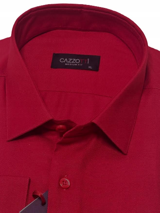 Cazzotti pánská košile červená s dlouhým rukávem středního střihu velikost 2XL 45/46