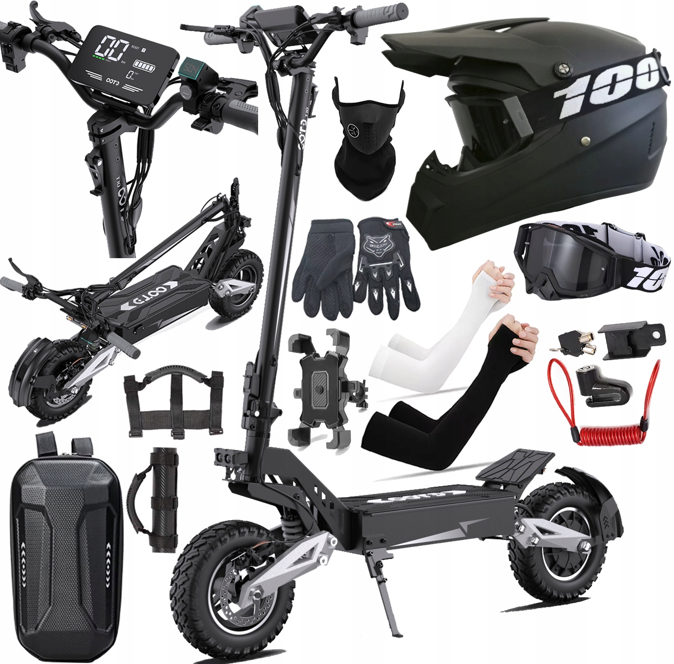 Ootd T10 Skládací Elektrické vozidlo 900W 48V 18AH 50KM/H 60KM +9 dárky