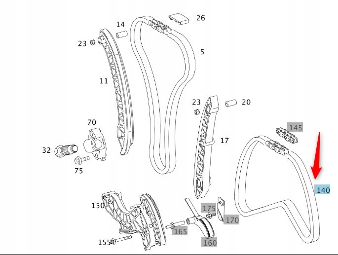 Řetěz Olejového Čerpadla Mercedes A0009931903