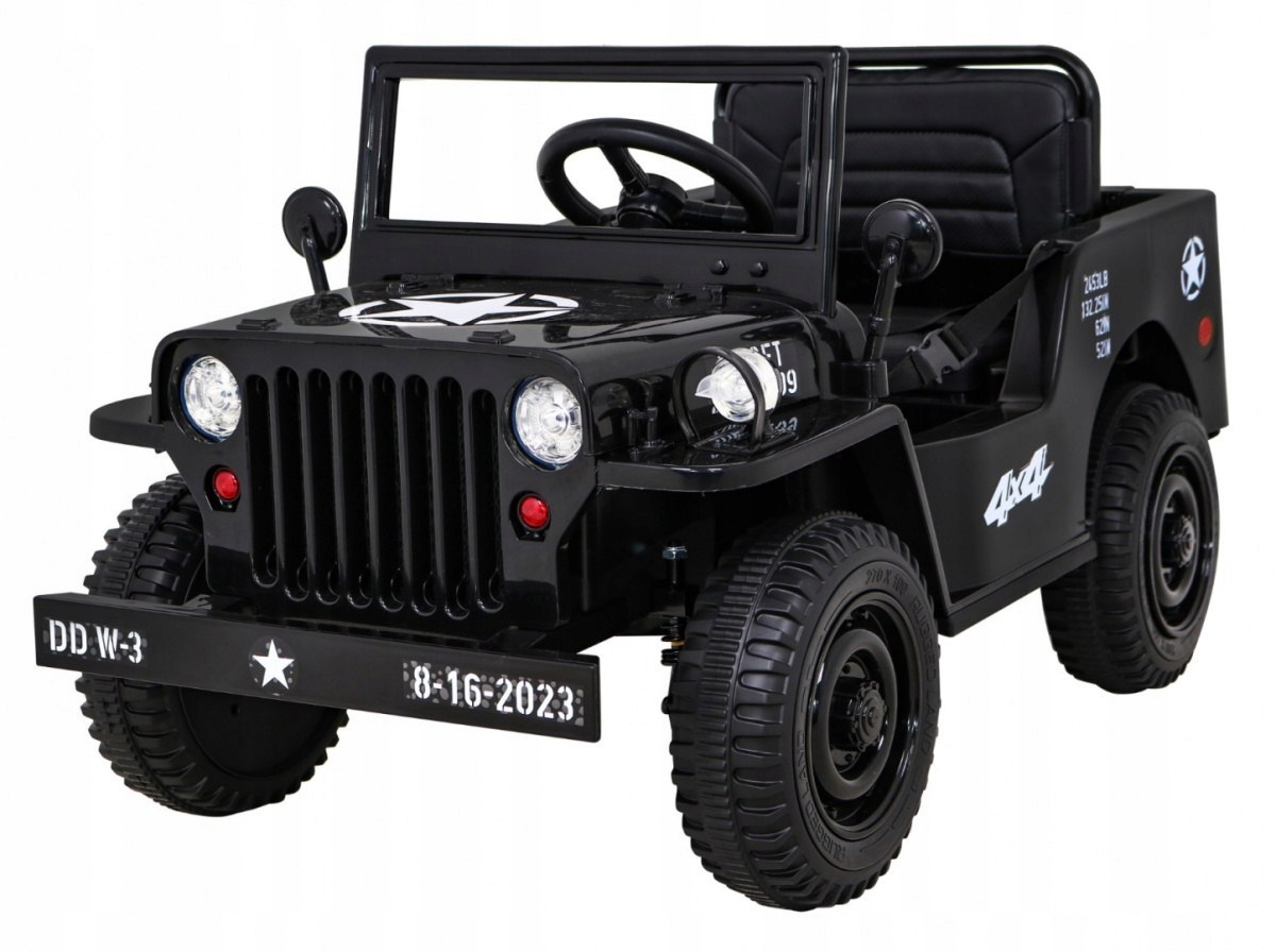 Autko Wojskowe Retro dla dzieci Czarny Napęd 4x4