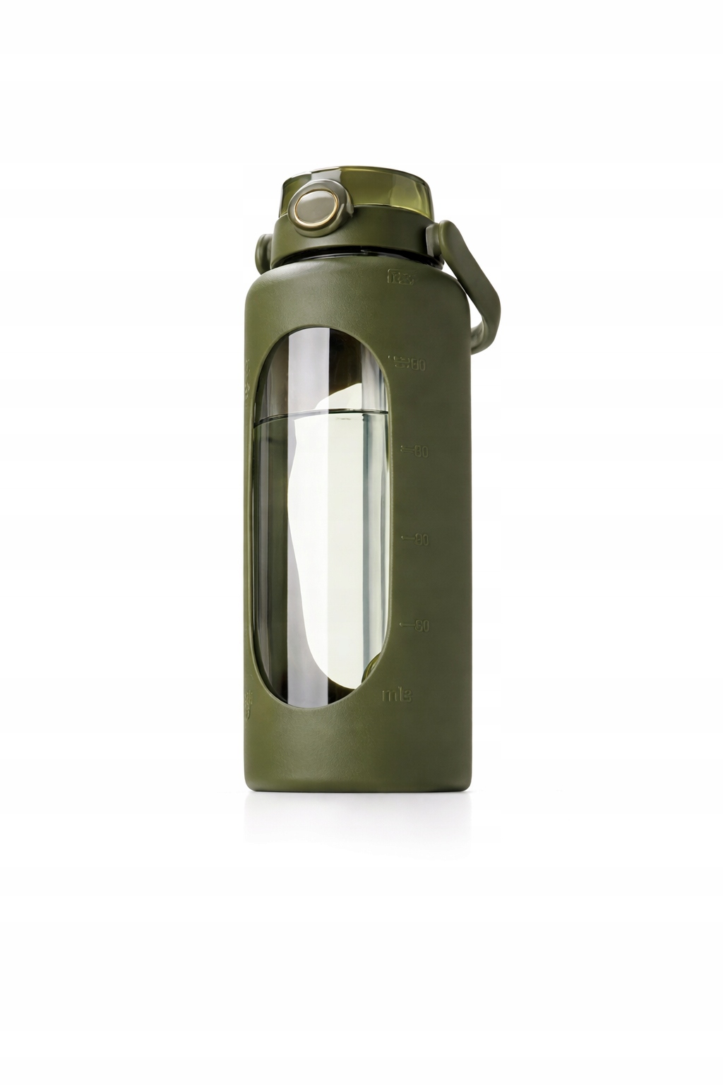 Bidon butelka szklana 1,8 l do wody na siłownię z uchwytem na telefon