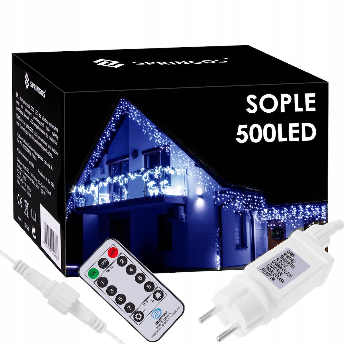 

Lampki Kurtyna Świetlna 500 Led Niebieskie Pilot