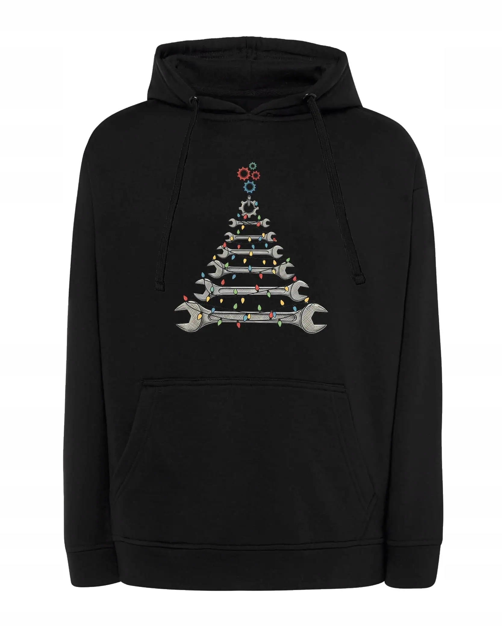 Mikina s kapucí Vánoční stromeček Mechanika Černá M