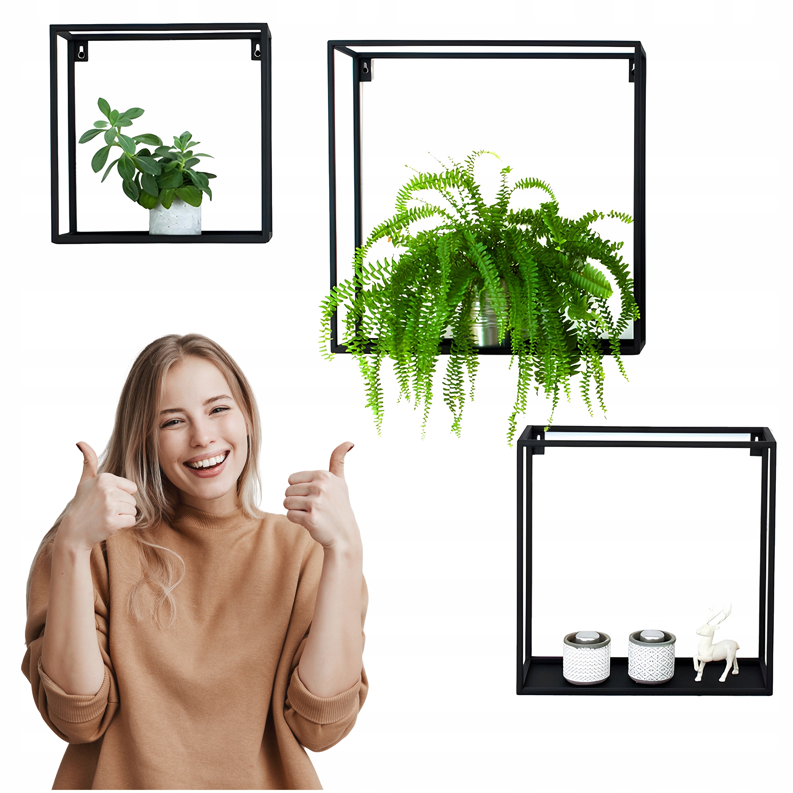 Držiak Na Kvetináč Na Stenu Kovový Loft Nástenný Záhon Set Polica