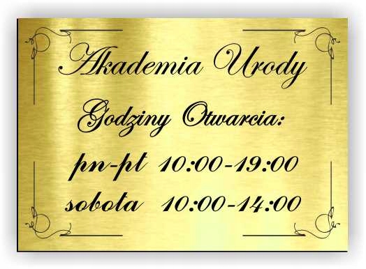 tabliczka Salon Kosmetyczny GODZINY OTWARCIA A4