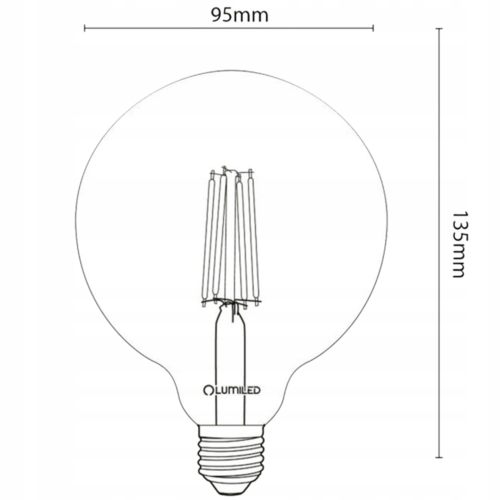 3x Żarówka LED E27 G95 8W Filament Globe LUMILED Jasność 880 lm