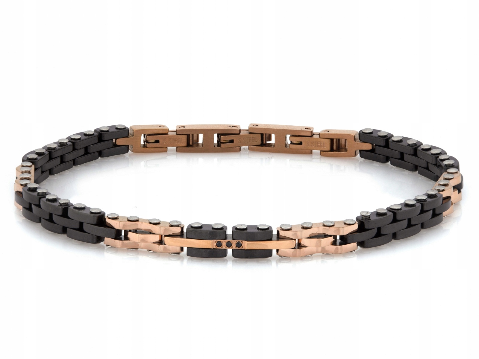 Ocelový náramek pro muže se zlacením, 6 mm, spojovací dílek, velikost 21