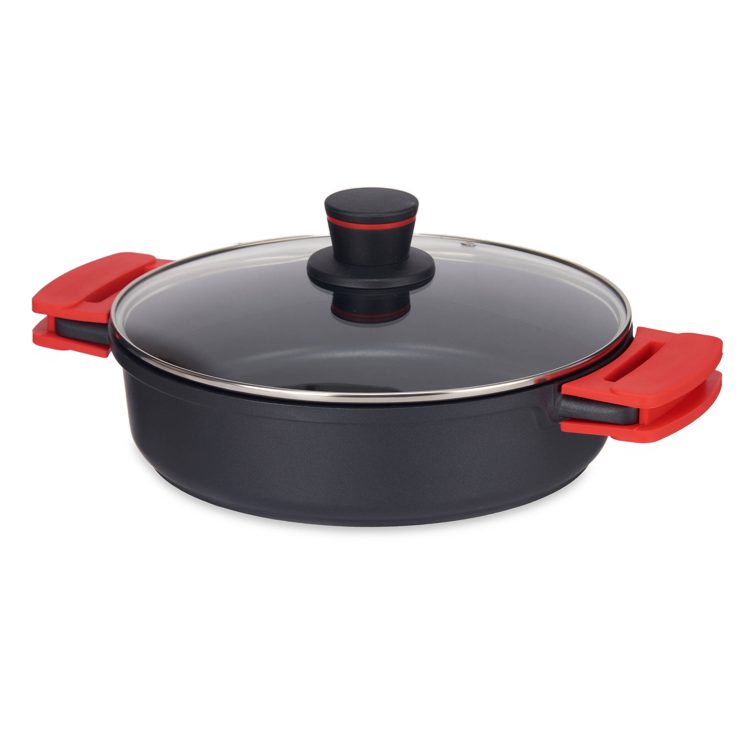 Hrniec S Pokrievkou Hliníkový Okrúhly Čierny 28 CM Nepriľnavá Povrchová Úprava