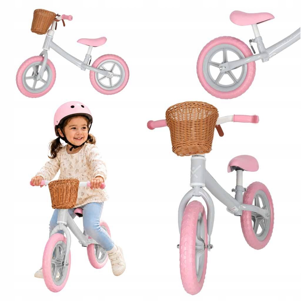 Rowerek biegowy Trike Fix Balance z koszykiem Lekki Różowy Dla Malucha 2+