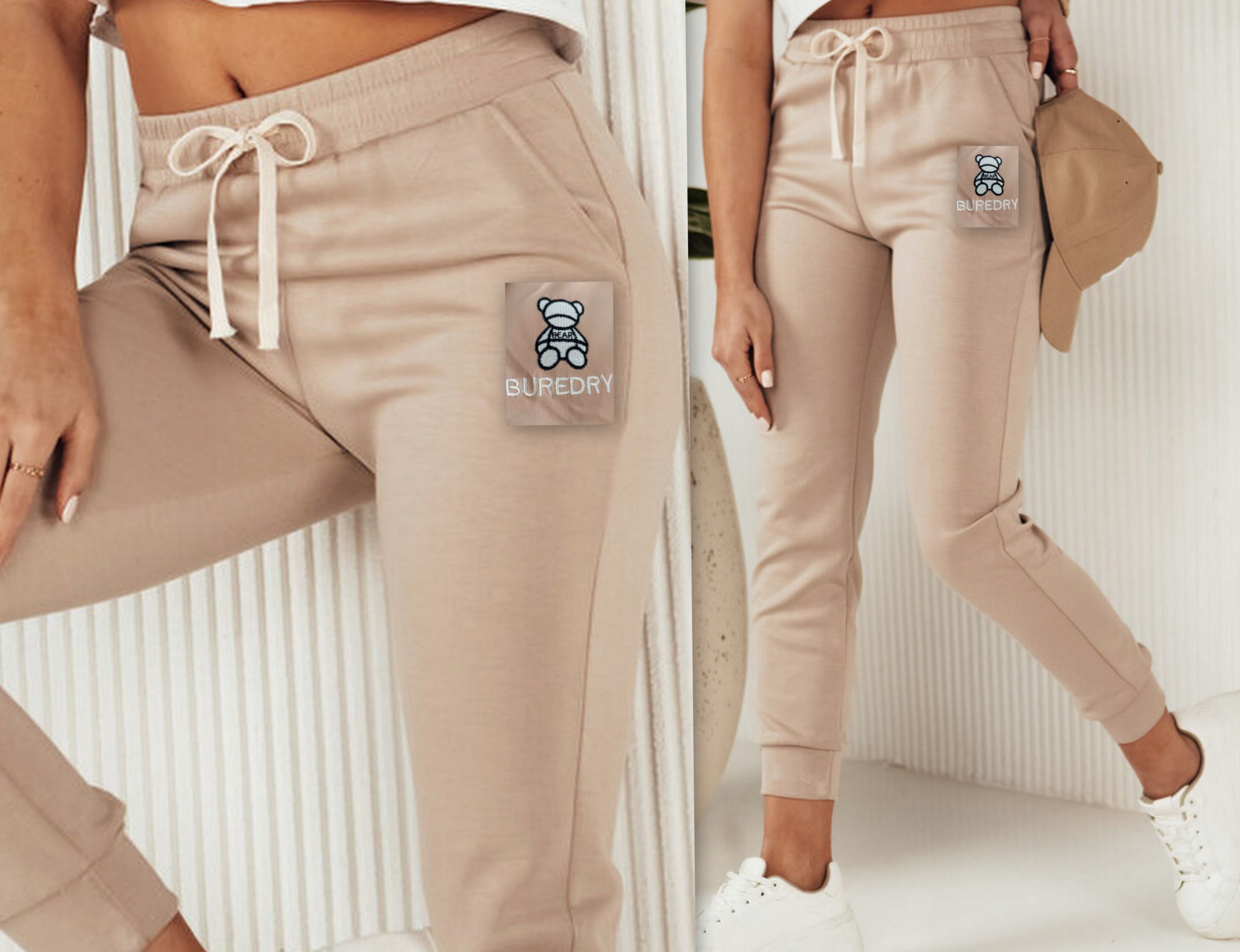 SPODNIE DRESOWE DAMSKIE ZE ŚCIĄGACZAMI JOGGERY DRESY MIŚ KOLORY Stan (wysokość w pasie) wysoki