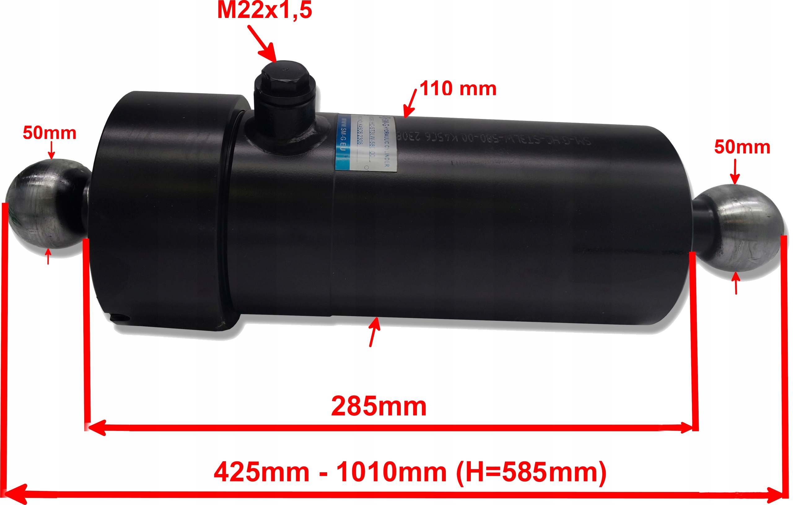 Siłownik ST-3 580 HL 8011 L=425mm + DWA GNIAZDA I ZABEZPIECZENIA Producent części SM-G