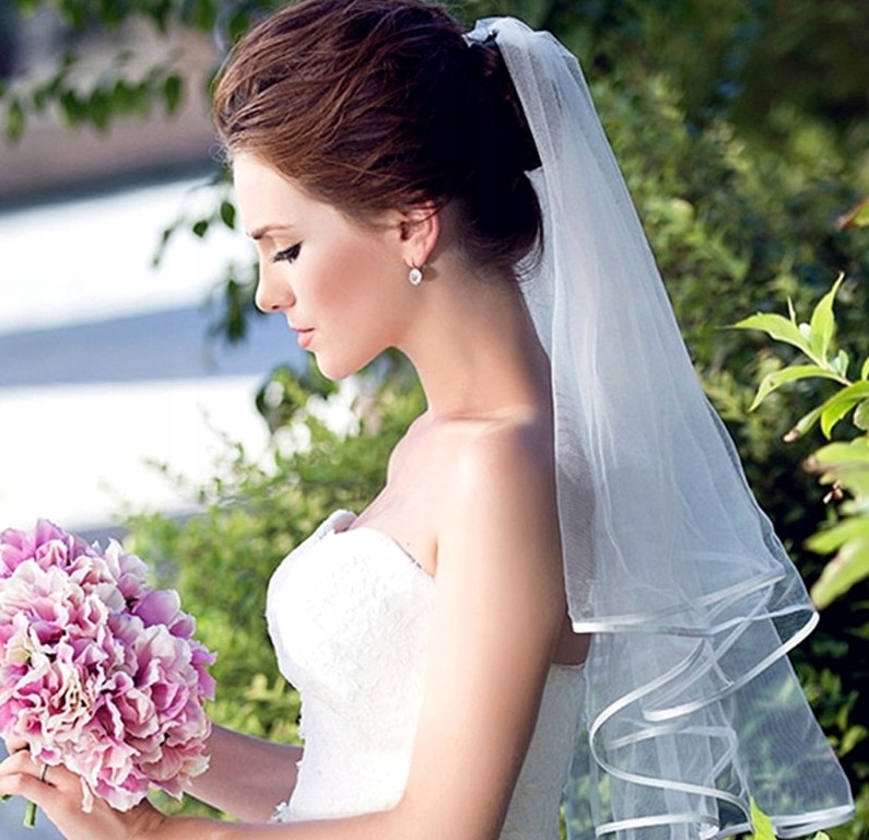 WELON ŚLUBNY BIAŁY PODWÓJNY 80 CM Z LAMÓWKA W4 Model W4