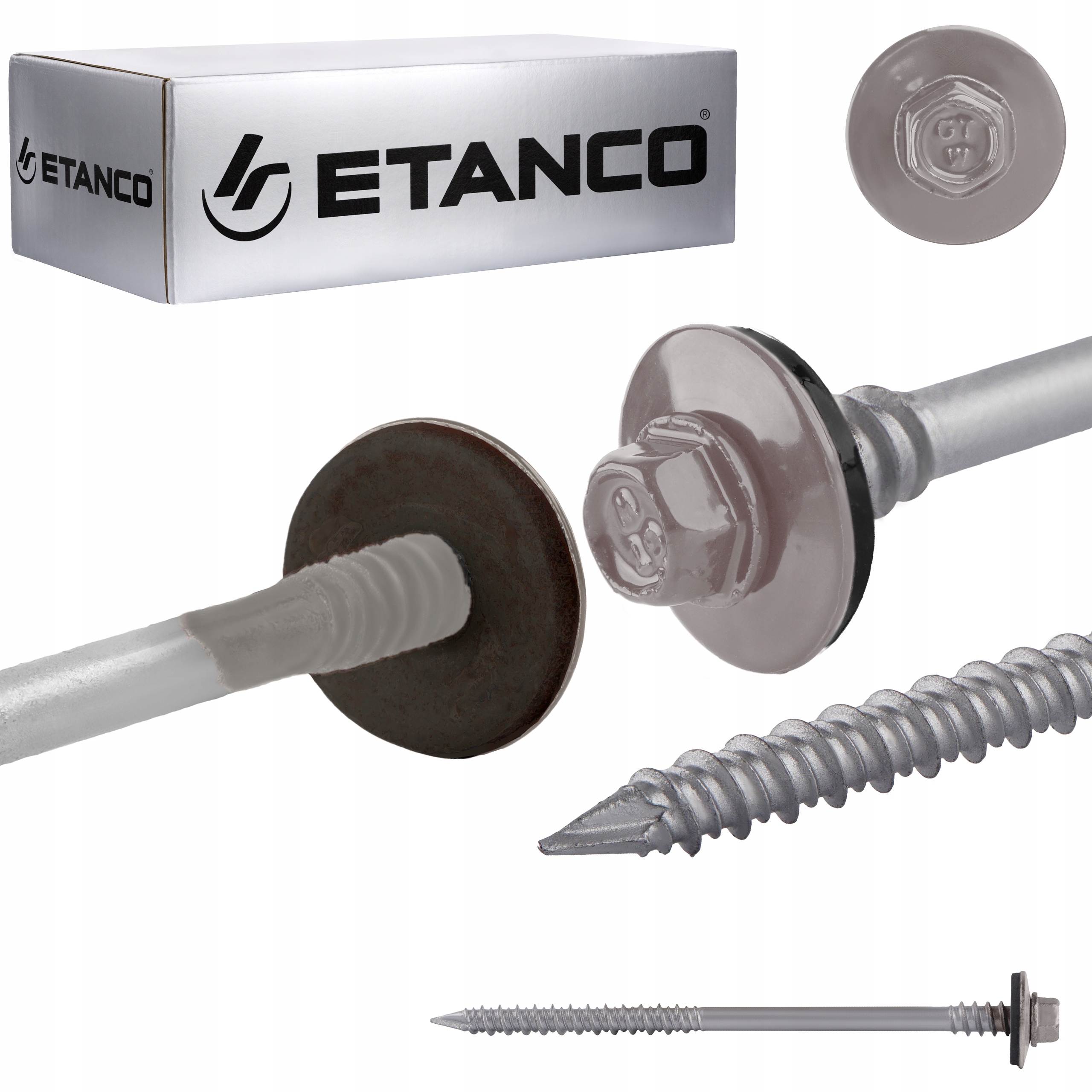 Wkręty do płyty warstwowej 140mm Ral 9007 100s do drewna betonu Etanco Gtrw