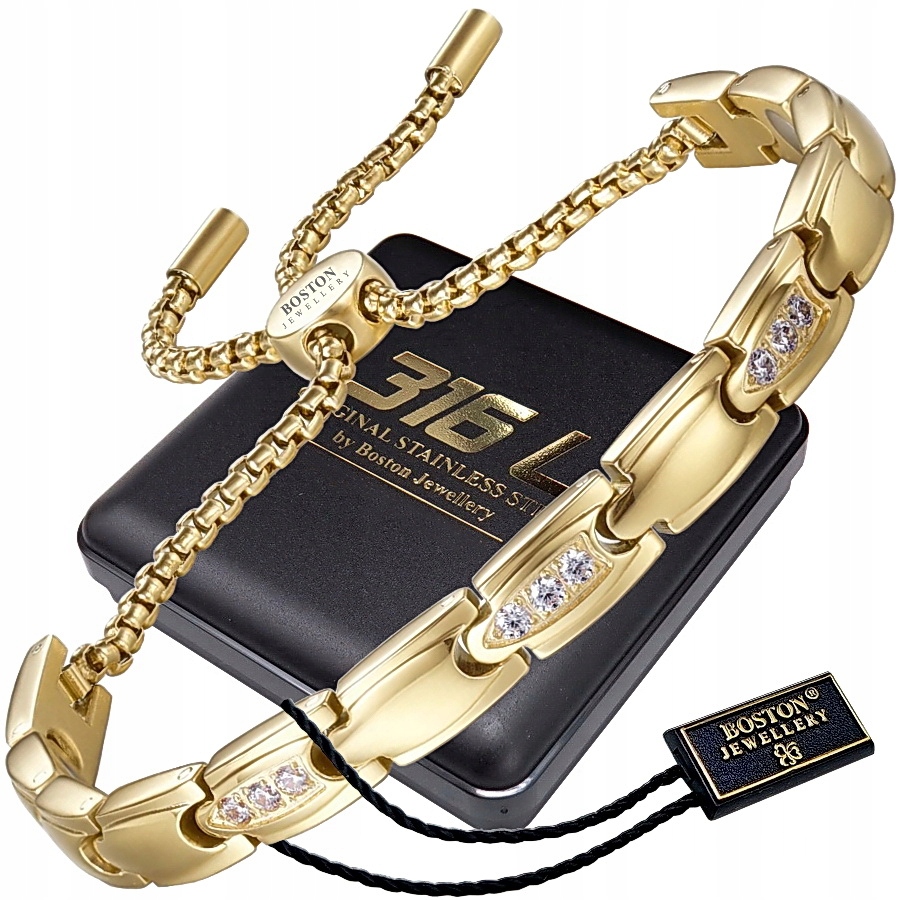 Złota Zdrowotna Bransoletka Damska Magnetyczna Moc Z Cyrkoniami Regulowana