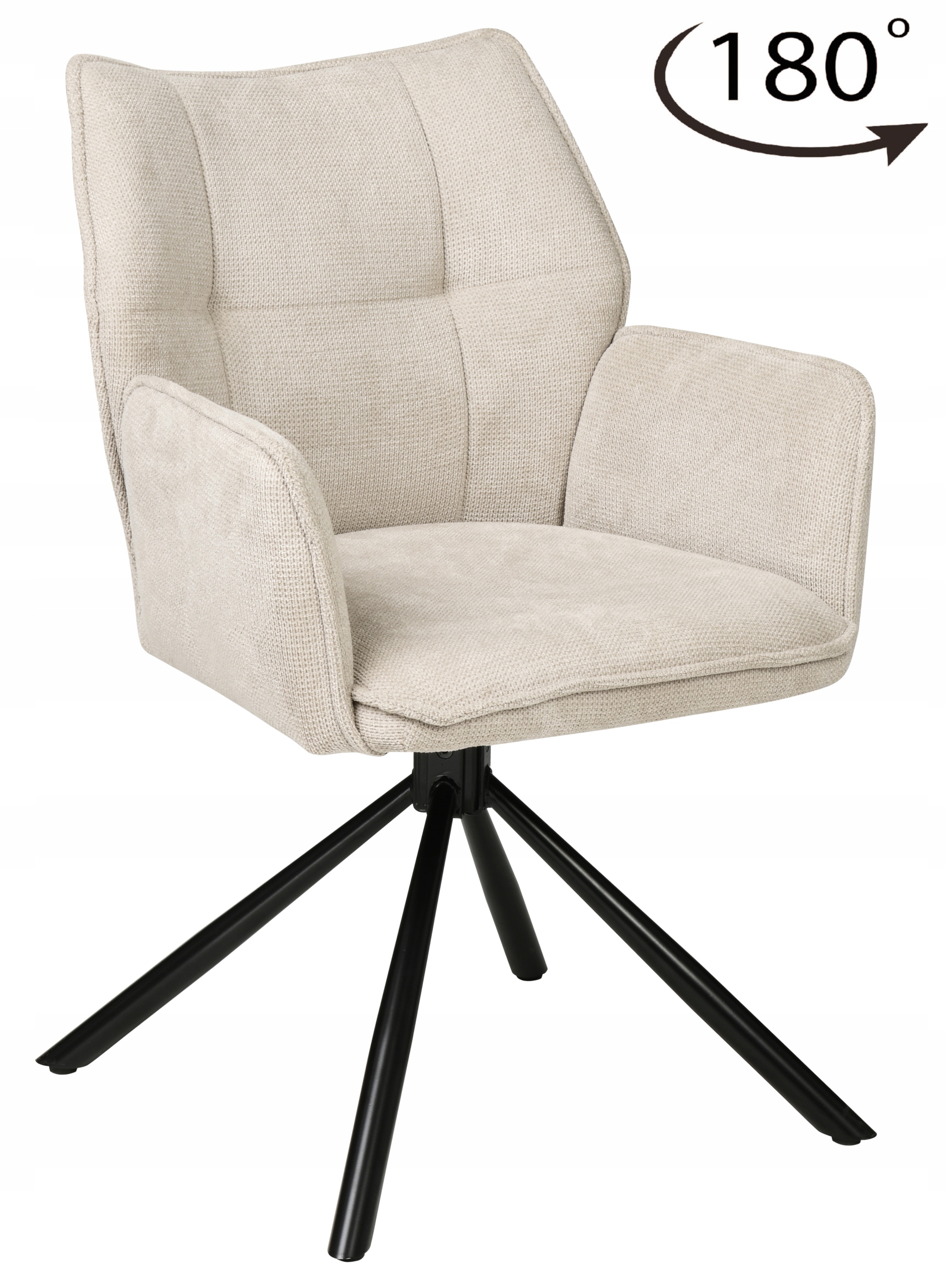 Krzesło obrotowe tapicerowane beżowe do salonu jadalni kuchni i biurka Eden