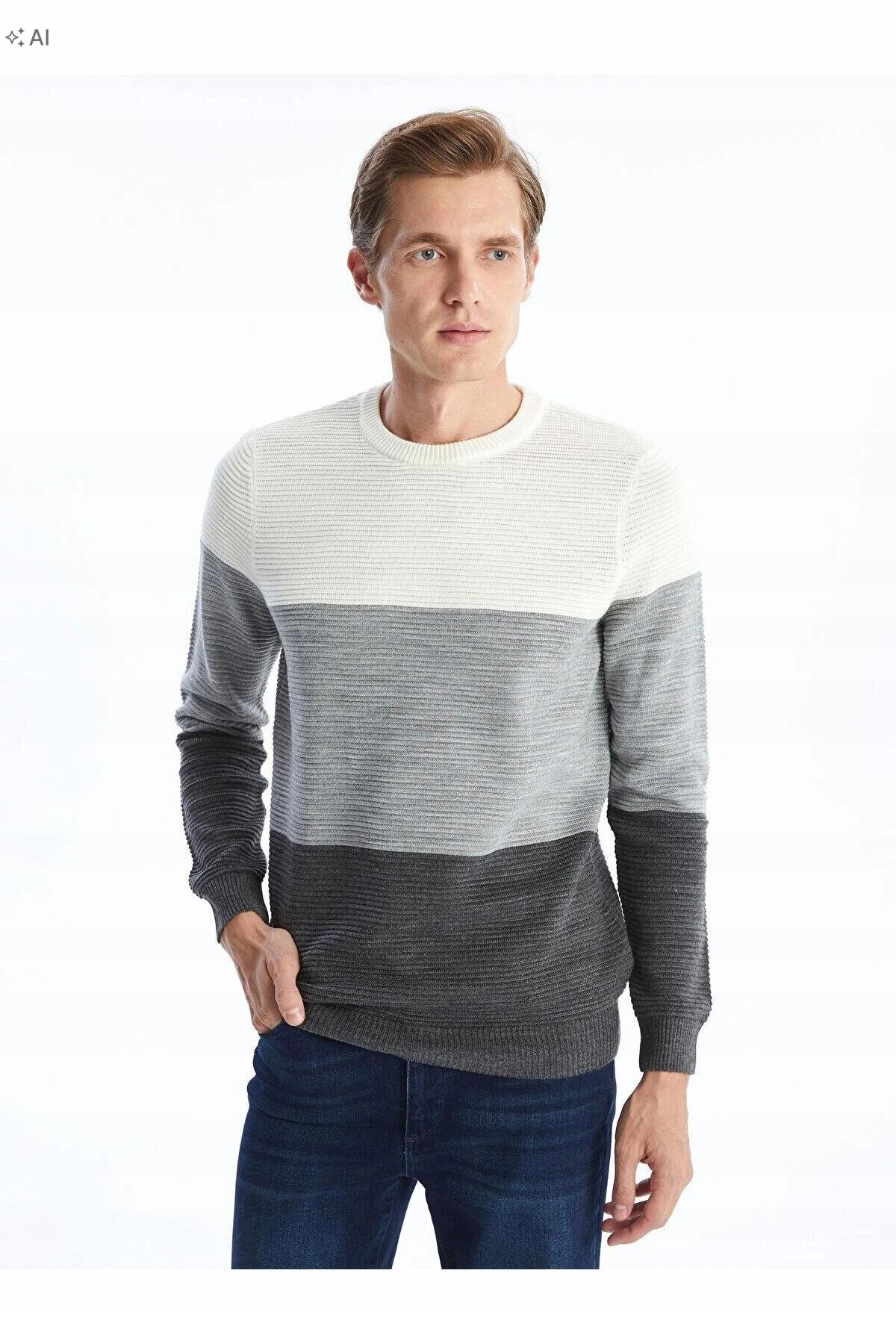 LC Waikiki Pánský Pruhovaný Svetr V Minimalistickém Stylu, Velikost 5IA