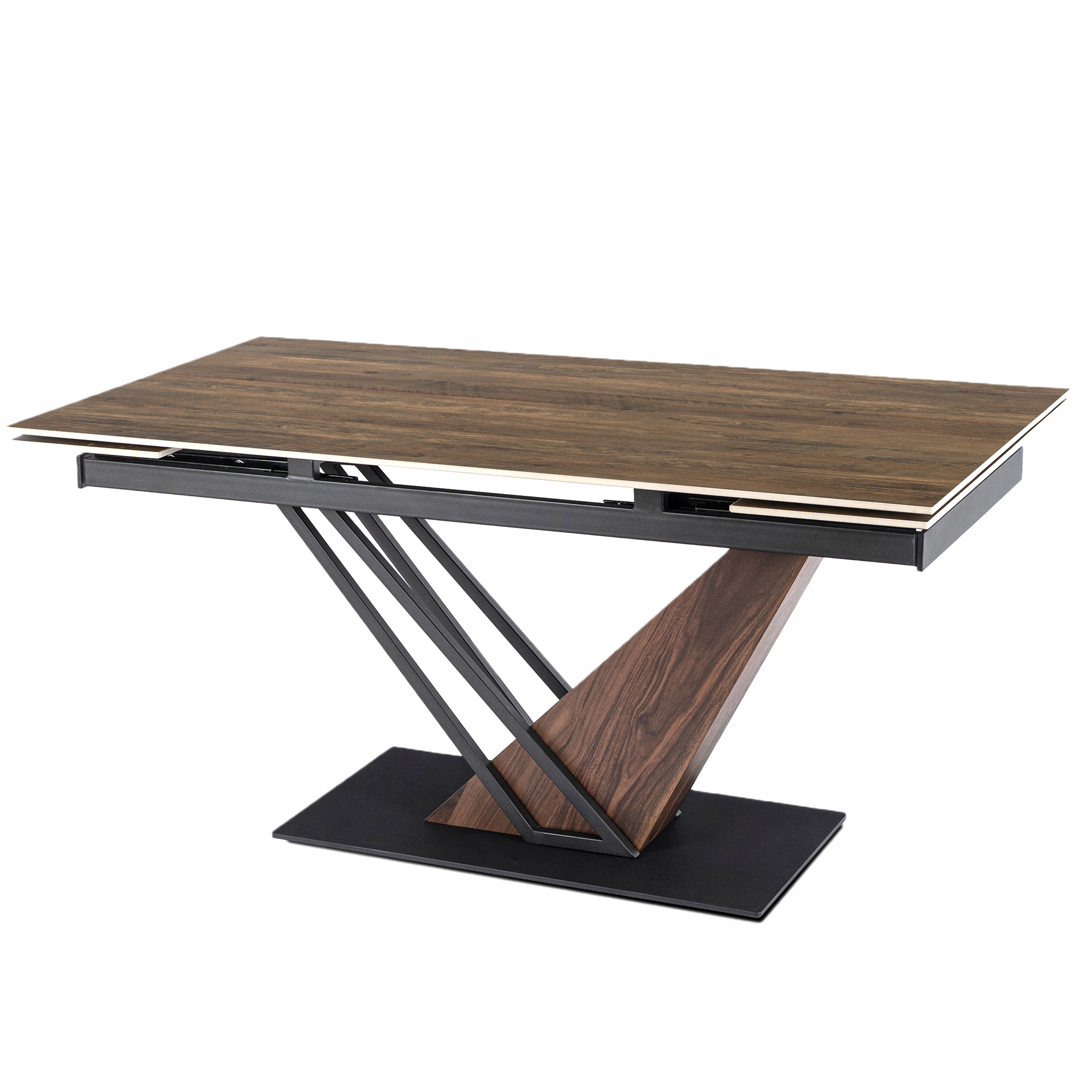 Hnědý keramický rozkládací jídelní stůl Umělý Kámen Na Bázi Křemene Rex 160/220