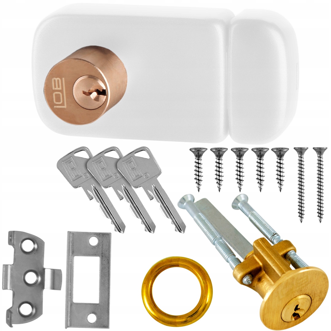 Zamek wierzchni 2-bębenkowy 60mm biały Lob TB62