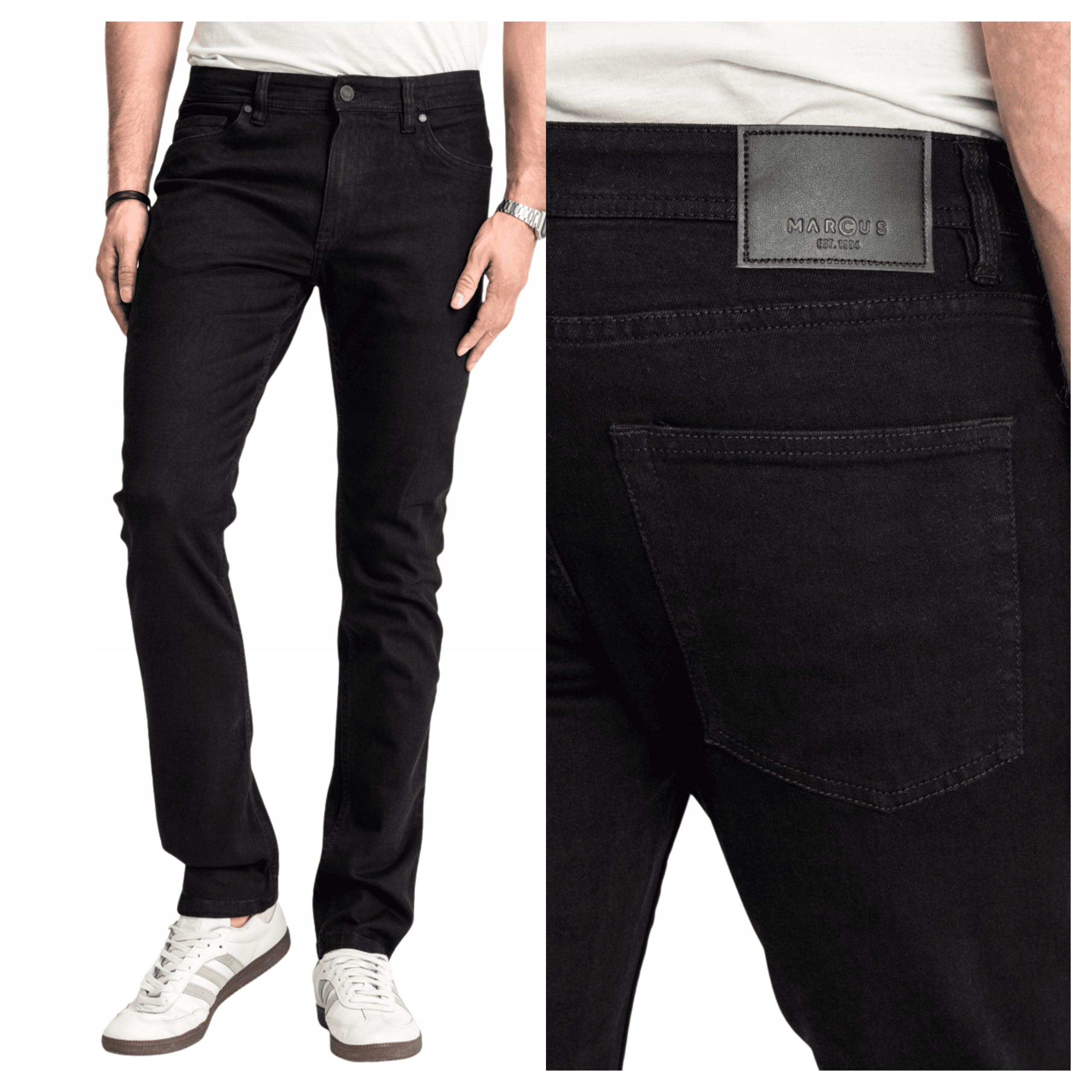 Pánské kalhoty Marcus Felix Džíny Černé Jednoduché Klasické W31 L32