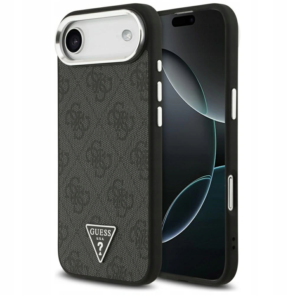 Pouzdro Guess 4G Triangle Logo MagSafe pro Apple iPhone Air, černá, stříbrná barva