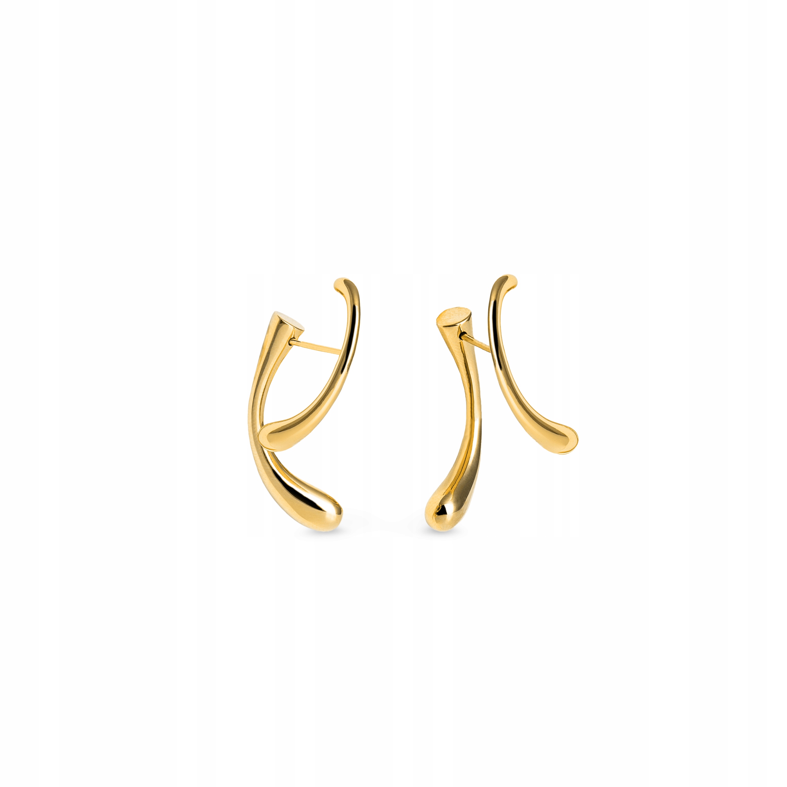 Kolczyki dmuchane z motywem łezki; pozłacane