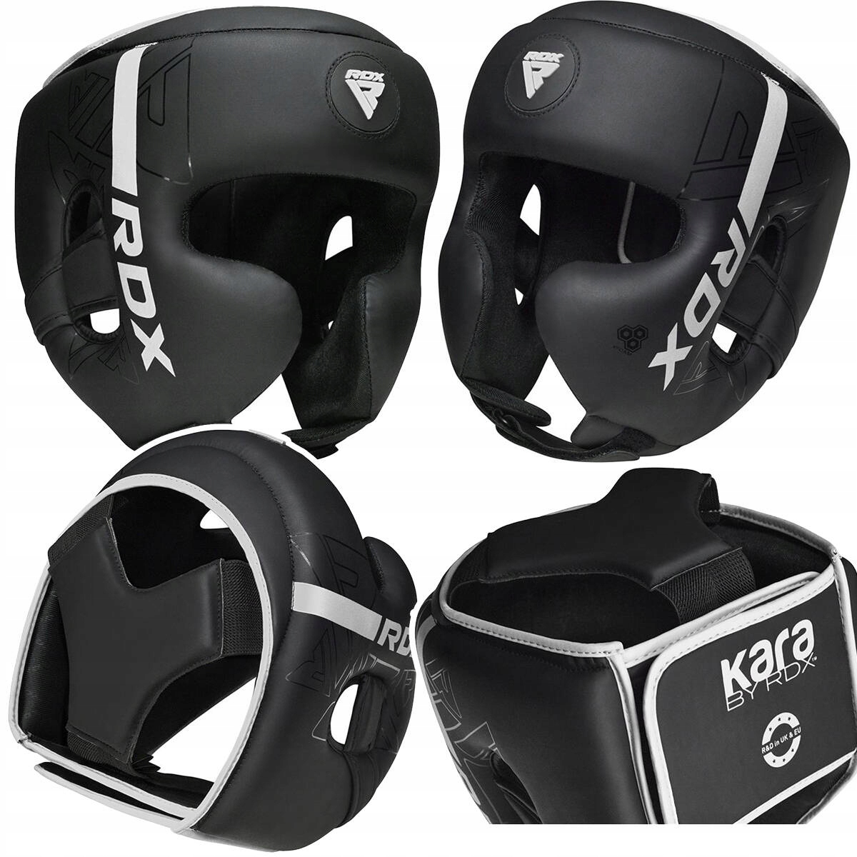 Kask bokserski Rdx Kara F6 Czarno-biały r. L