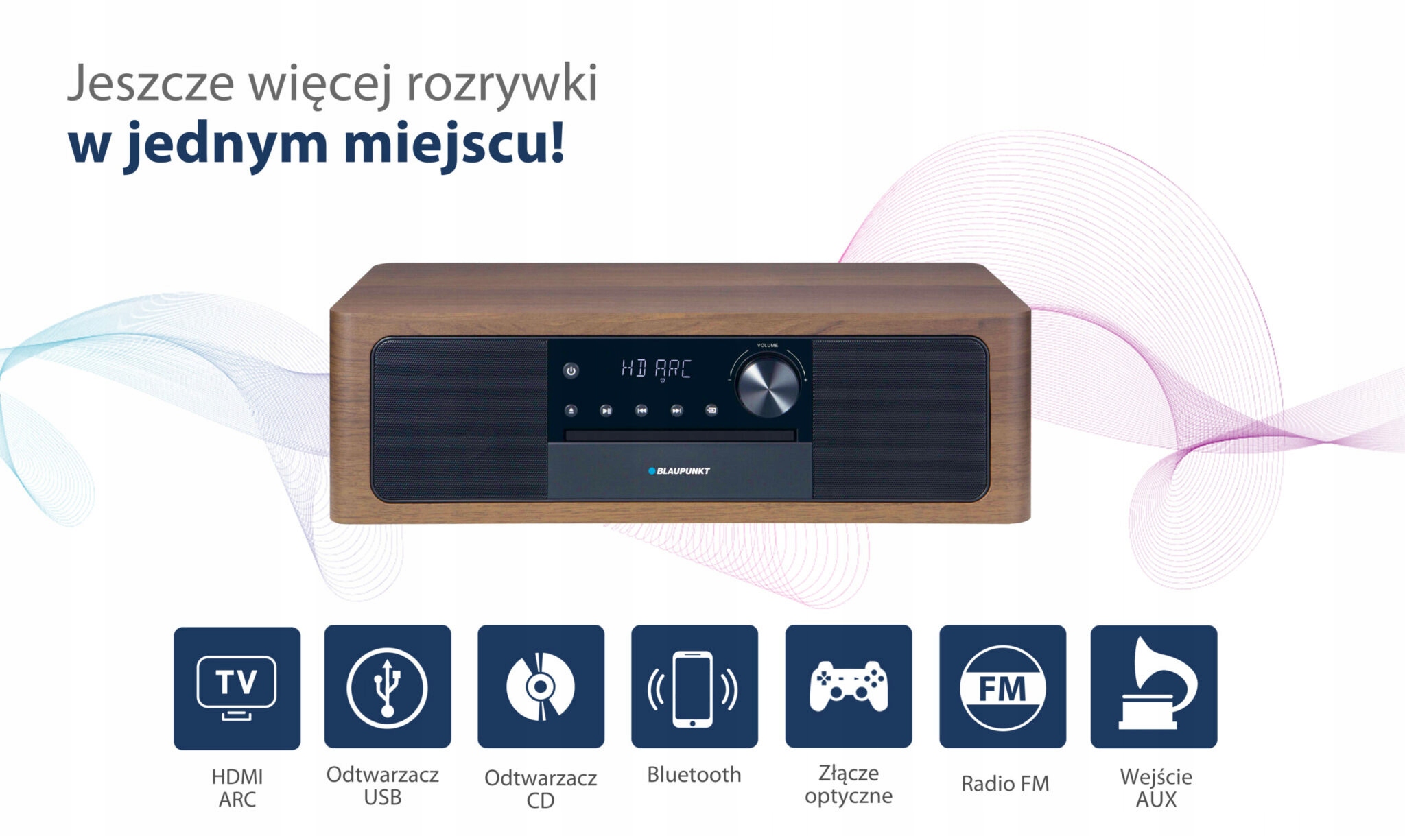 WIEŻA STEREO Blaupunkt MS22BT HDMI BLUETOOTH CD USB FM RADIO SOUNDBAR PILOT Kolor inny